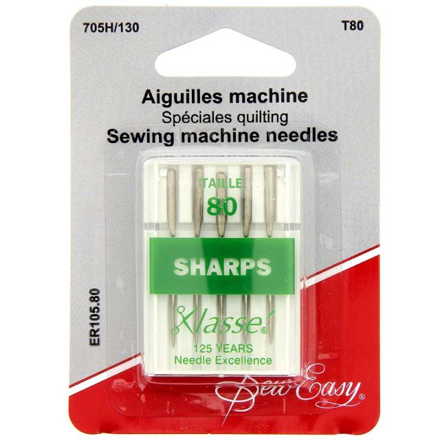 Aiguilles spéciales Quilting Sew Easy pour machine à coudre - N° 80
