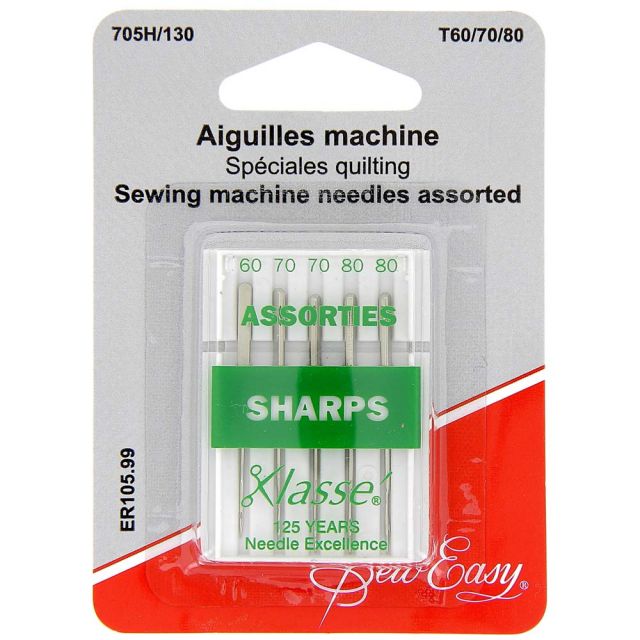 Aiguilles spéciales Quilting Sew Easy pour machine à coudre - N° 60, 70, 80