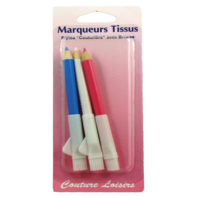 Crayons à marquer le tissus par 3 avec brosse