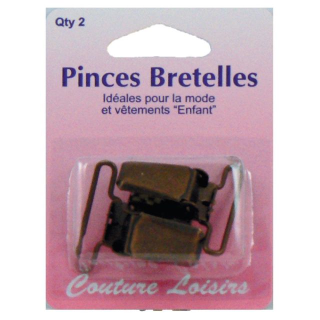 Pinces pour bretelles couleur bronze x2