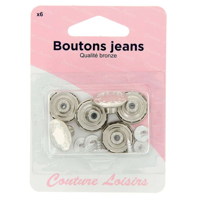Boutons jeans Argent x6