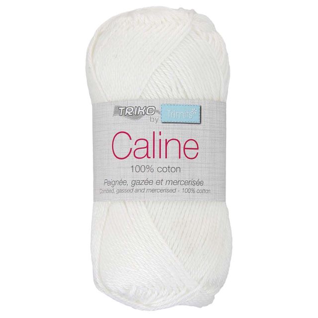 Pelote de fil à tricoter Coton Caline 50g - Blanc