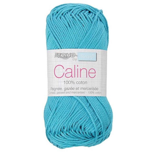 Pelote de fil à tricoter Coton Caline 50g - Bleu turquoise