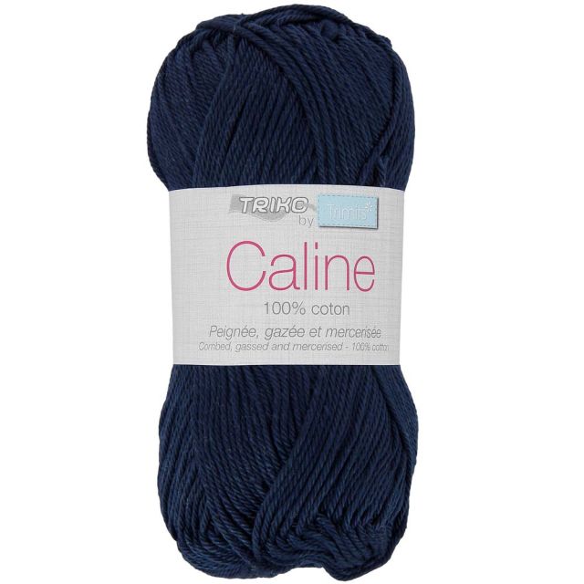 Pelote de fil à tricoter Coton Caline 50g - Bleu marine