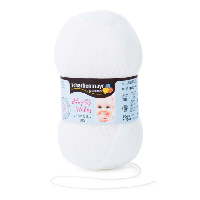 Pelote de fil à tricoter Schachenmayr Baby Smiles Bravo 50g - Blanc
