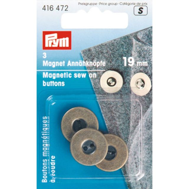 Boutons magnétiques à coudre Prym laiton antique - 19 mm