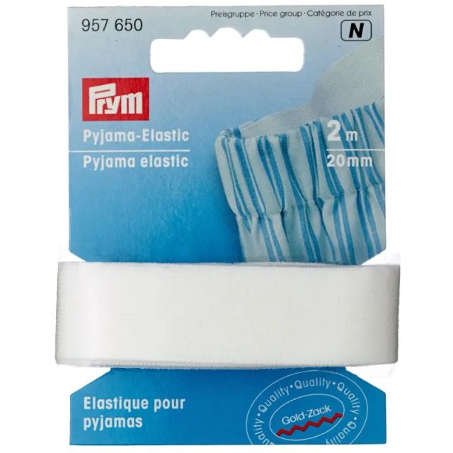 Ruban élastique pour pyjamas Prym 20 mm - Blanc