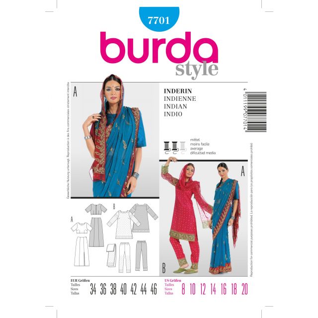 Patron Burda 7701 Indienne