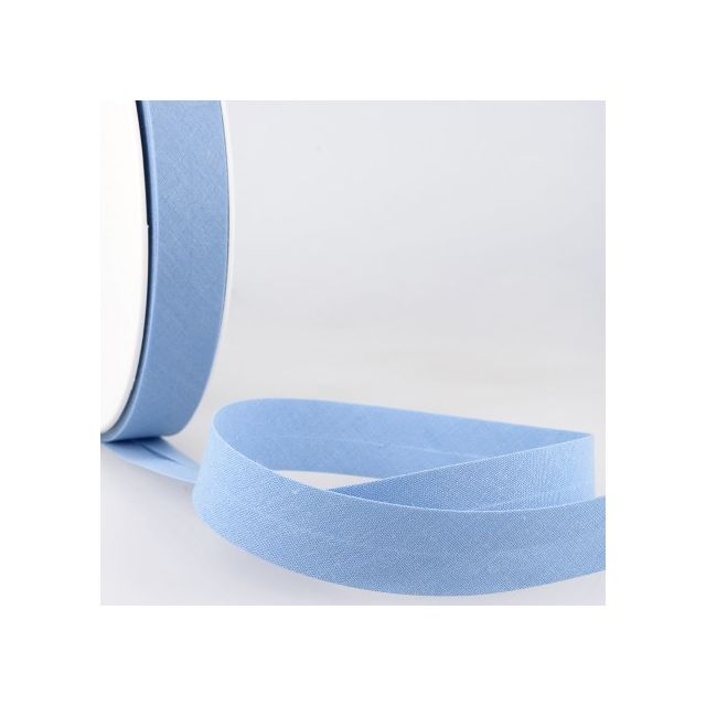 Biais replié tout textile 20 mm Bleu azur clair x1m