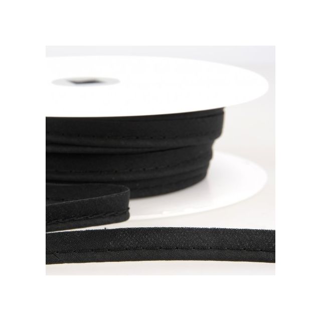 Passepoil tout textile 10 mm Noir x1m