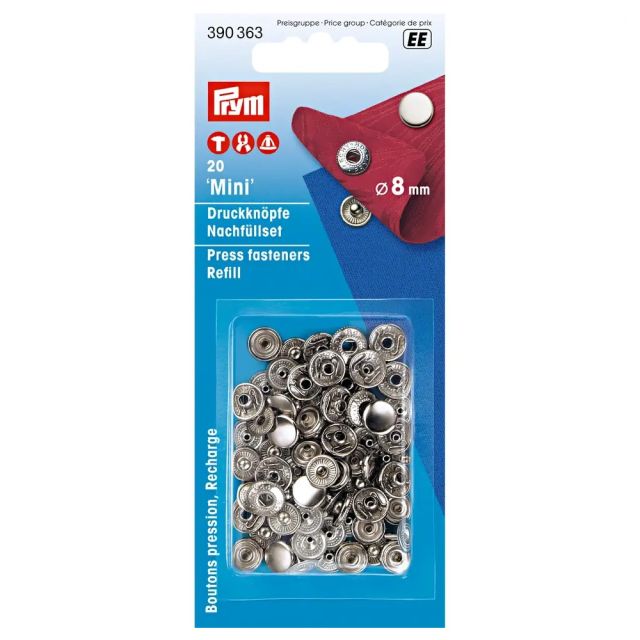 Recharge boutons pression anorak Prym argent - 8 mm