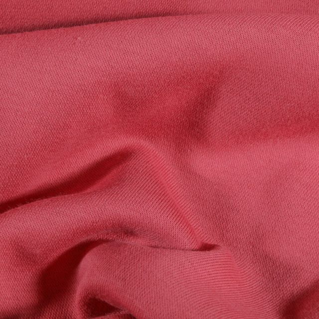 Tissu Molleton Sweat uni Vieux rose - Par 10 cm