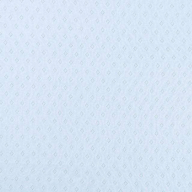 Tissu Jersey Coton ajouré uni Bleu ciel - Par 10 cm