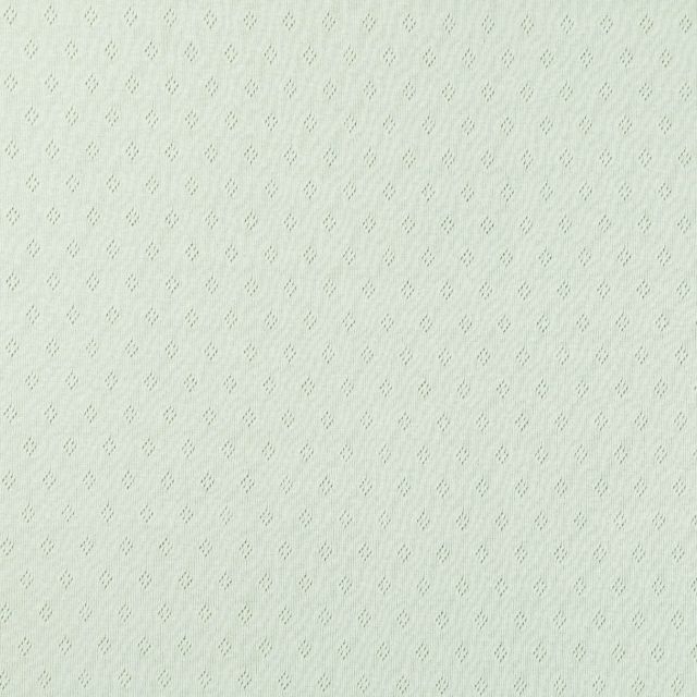 Tissu Jersey Coton ajouré Losanges Vert lichen - Par 10 cm