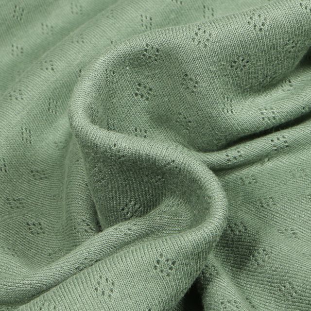Tissu Jersey Coton ajouré uni Vert amande