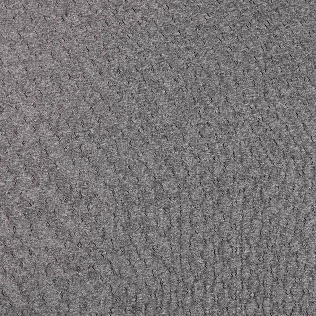 Tissu Jersey Coton ajouré uni Gris foncé chiné - Par 10 cm