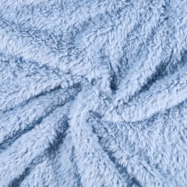 Tissu Fausse fourrure Emma Bleu ciel - Par 10 cm