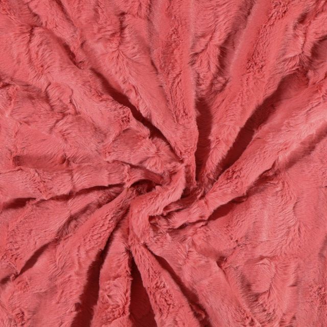 Tissu Fausse fourrure Camouflage Rose saumon - Par 10 cm