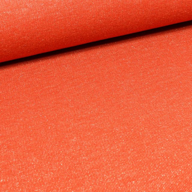 Tissu Sweat Paillettes argentées Orange