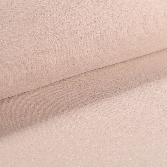 Tissu Sweat Paillettes dorées sur fond Nude - Par 10 cm