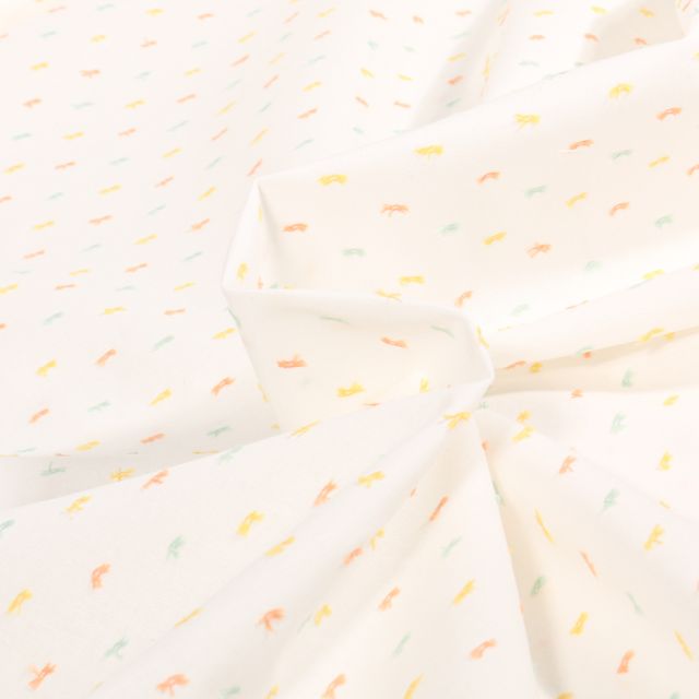 Tissu Coton imprimé LittleBird Pointillés plumetis sur fond Ecru