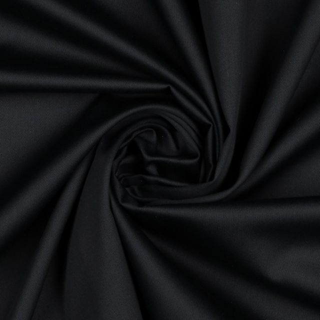 Tissu Satin de Coton uni Noir
