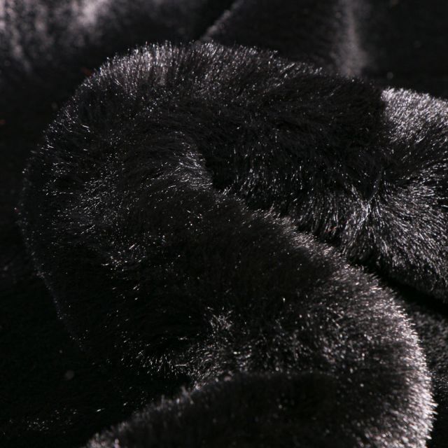 Tissu Fausse fourrure Luxe Ultra douce épaisse Noir