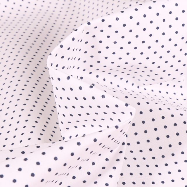 Tissu Coton enduit Little dots sur fond Blanc pur