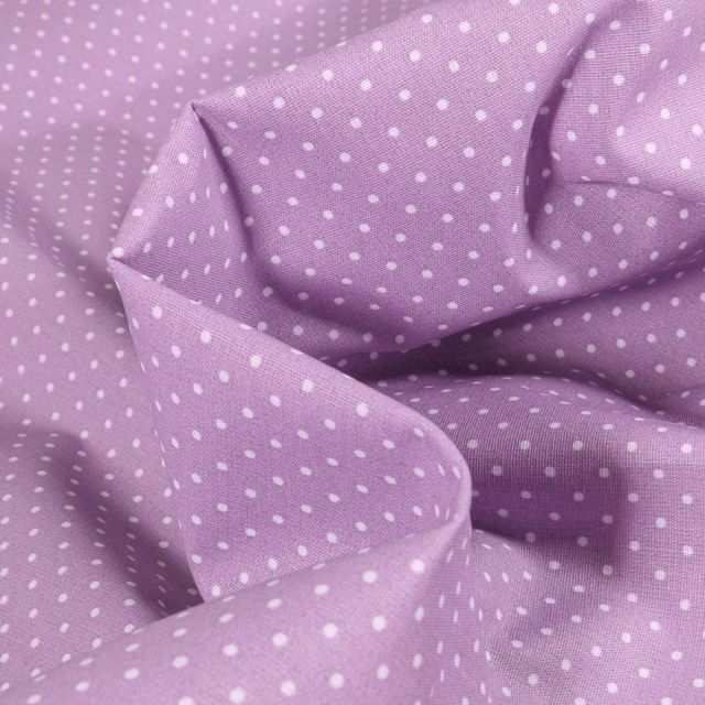 Tissu Coton enduit Little dots sur fond Lilas