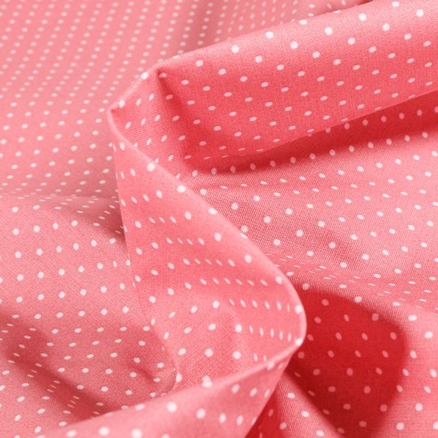 Tissu Coton enduit Little dots sur fond Rose poudré