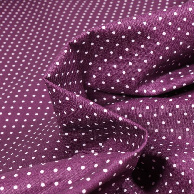 Tissu Coton enduit Little dots sur fond Violet