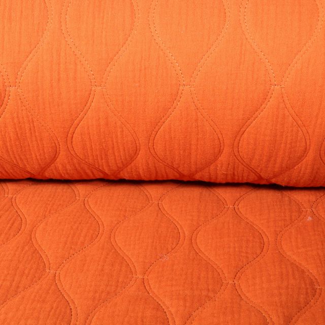Tissu Double gaze Matelassée réversible uni Orange