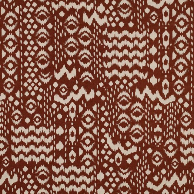 Tissu Toile de Coton imprimé Ethique sur fond Terracotta