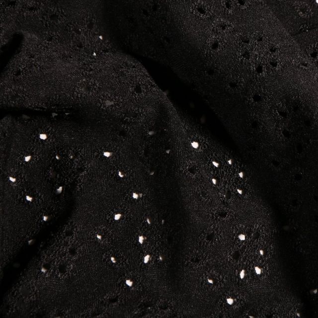 Tissu Jersey Fleurs ajourées Uni Noir - Par 10 cm