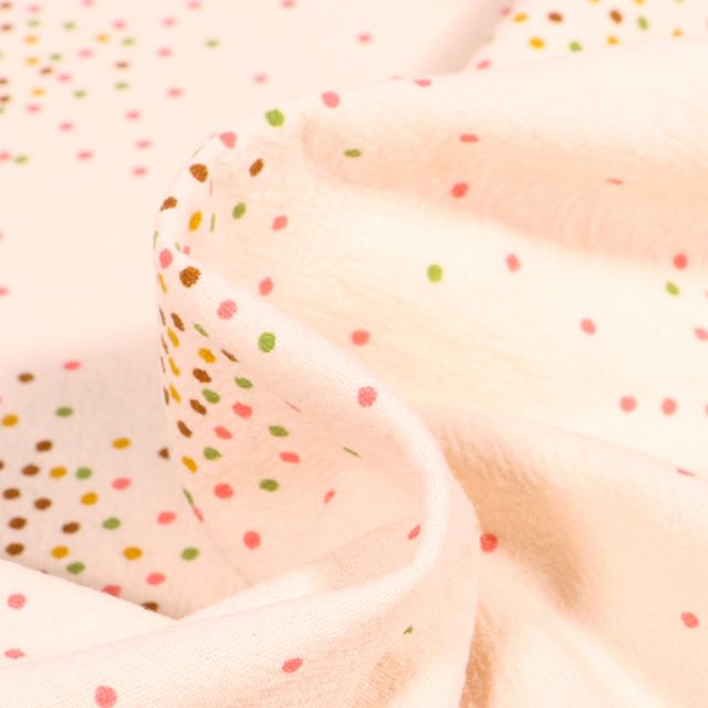 Tissu Coton lavé Mini confettis sur fond Blanc cassé