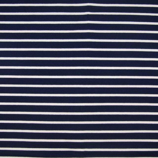 Tissu Jersey Coton Marnière sur fond Bleu marine