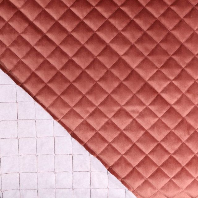 Tissu Doublure matelassée velours Vieux rose - Par 10 cm