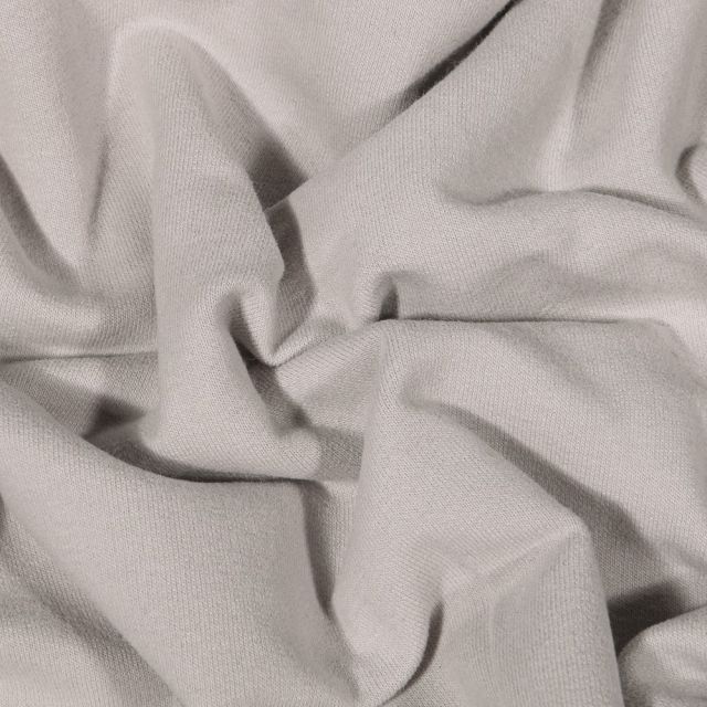Tissu Jersey Coton envers molletonné uni Bio Gris - Par 10 cm
