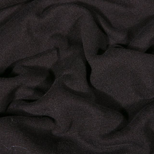 Tissu Jersey Coton envers molletonné uni Bio Noir - Par 10 cm