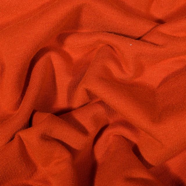 Tissu Jersey Coton envers molletonné uni Bio Rouille - Par 10 cm