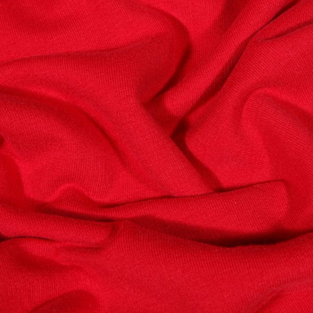 Tissu Jersey Coton envers molletonné uni Bio Rouge - Par 10 cm