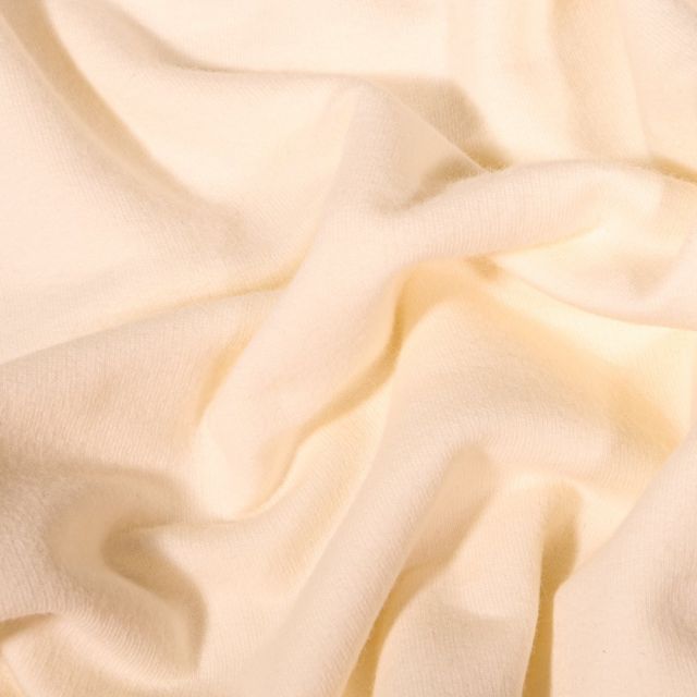 Tissu Jersey Coton envers molletonné uni Bio Ecru - Par 10 cm