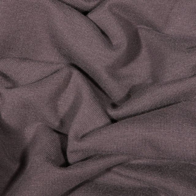Tissu Jersey Coton envers molletonné uni Bio Gris anthracite - Par 10 cm