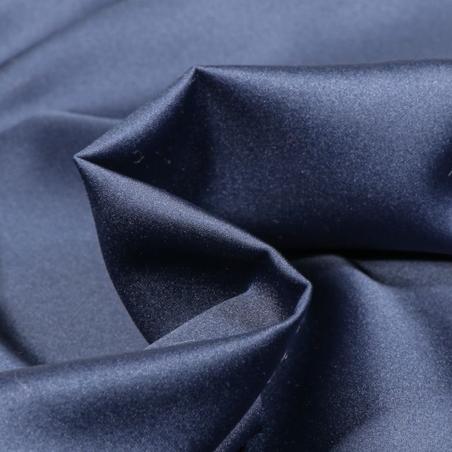 Tissu Micro Satin Royal toucher soie uni Bleu marine