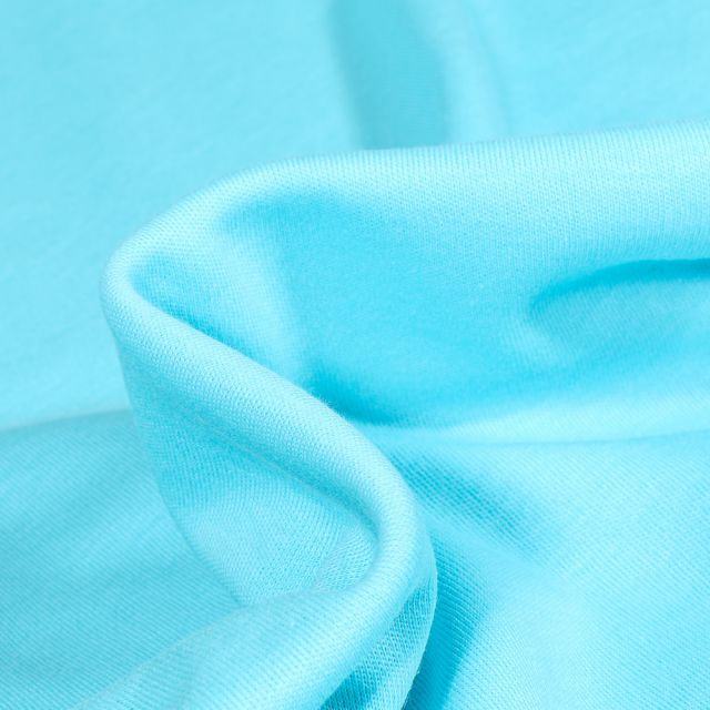 Tissu Jersey Coton uni Bleu lagon