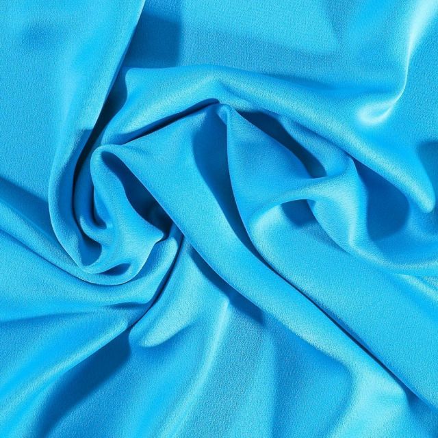 Tissu Crêpe satin mat Bleu turquoise - Par 10 cm