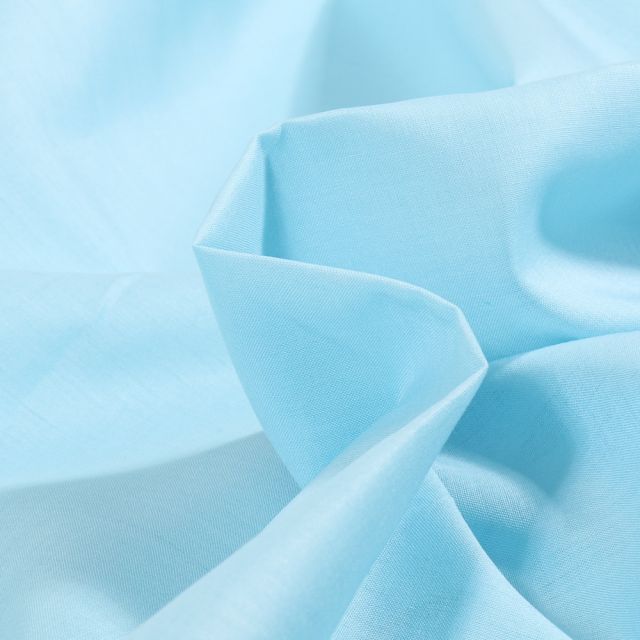 Tissu Voile de Coton uni Bio Bleu layette