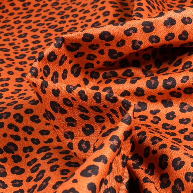 Tissu Coton imprimé Prisca sur fond Orange