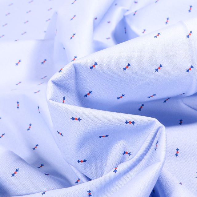 Tissu Coton imprimé Nœud pap' sur fond Bleu ciel