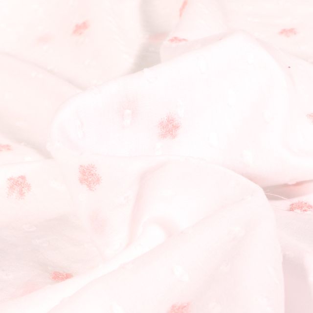 Tissu Plumetis Coton Petites fleurs brodées sur fond Blanc